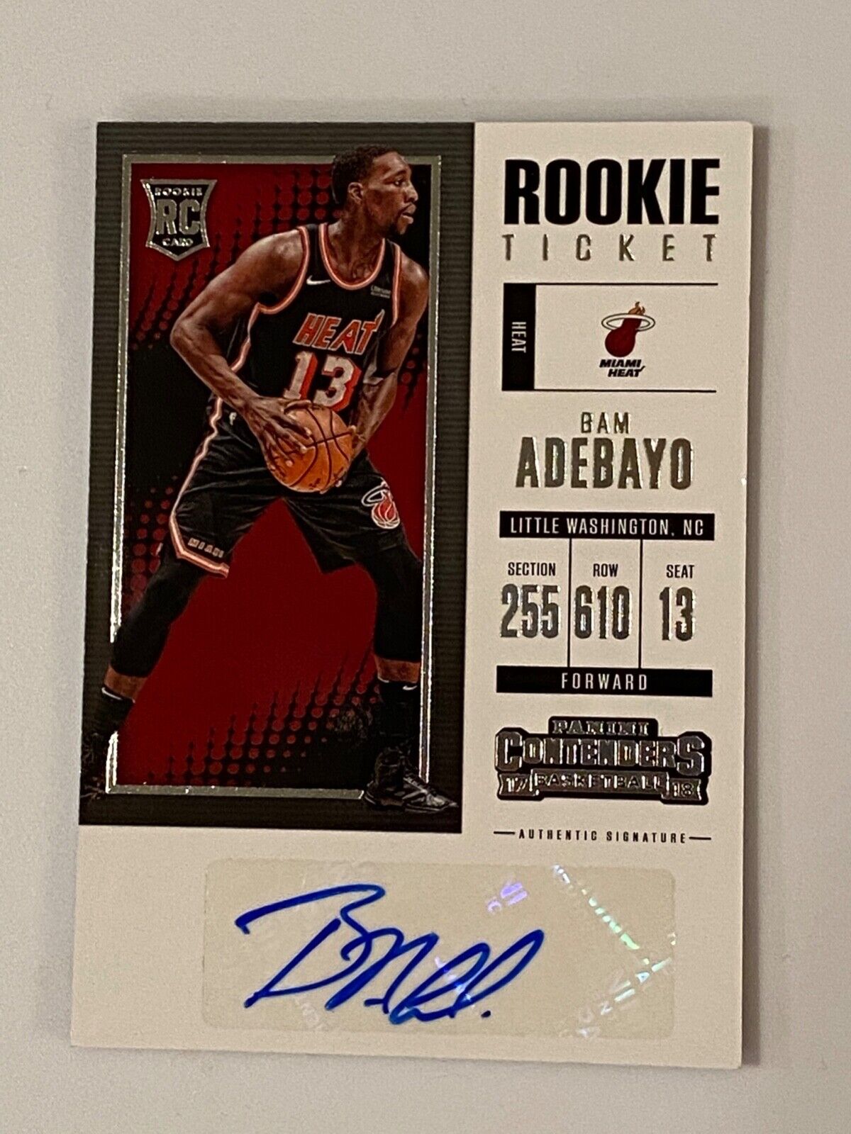 Bam Adebayo Panini Contenders Autograph Signed Rookie Card. rookie card picture