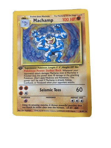 Wizards of the Coast Machamp 8/102 Pokemon Base Set 1st Edition