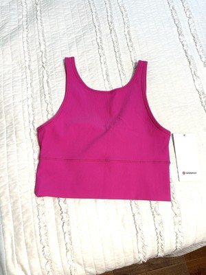 New Lululemon Power Pivot Tank Ribbed Cropped Bra size 8 Pink Neon $58