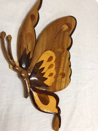 Intrasia butterfly Wood Wall Hanging 11”w x 17”h
