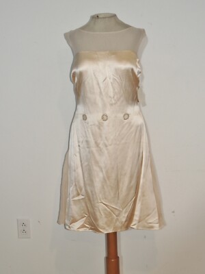 Montage Design Sample Blush Peach Silk Dress w Chiffon Godets NWT sz 8 