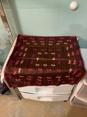 Celine Cotton Brown and Multicolored Pinks Horse Carriage Rider Scarf 22X 21''