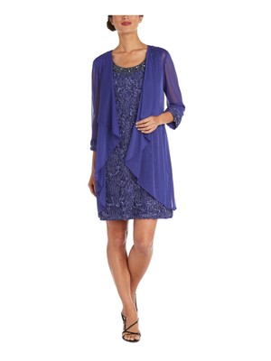 

R - M COLLECTION Женский синий кардиган с рукавами 3/4 и открытым передом Duster Petites