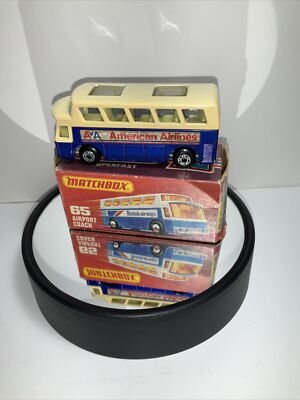 LESNEY MATCHBOX 1977 MB65B Blue AMERICAN AIRLINES Airport Coach Bus