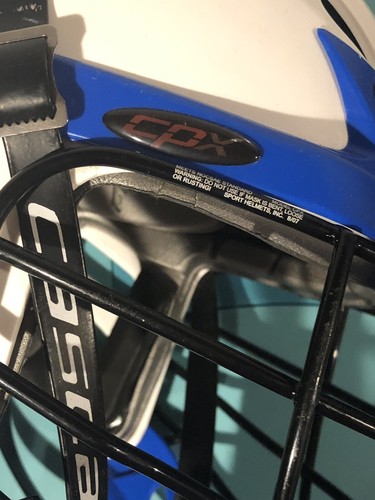 Cascade CPX Lacrosse Helmet with Chin Strap BLUE & White - Black Mask