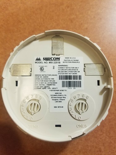 MIRCOM MIX-2251B PHOTOELECTRIC SMOKE DETECTOR, USED GREAT CONDITION