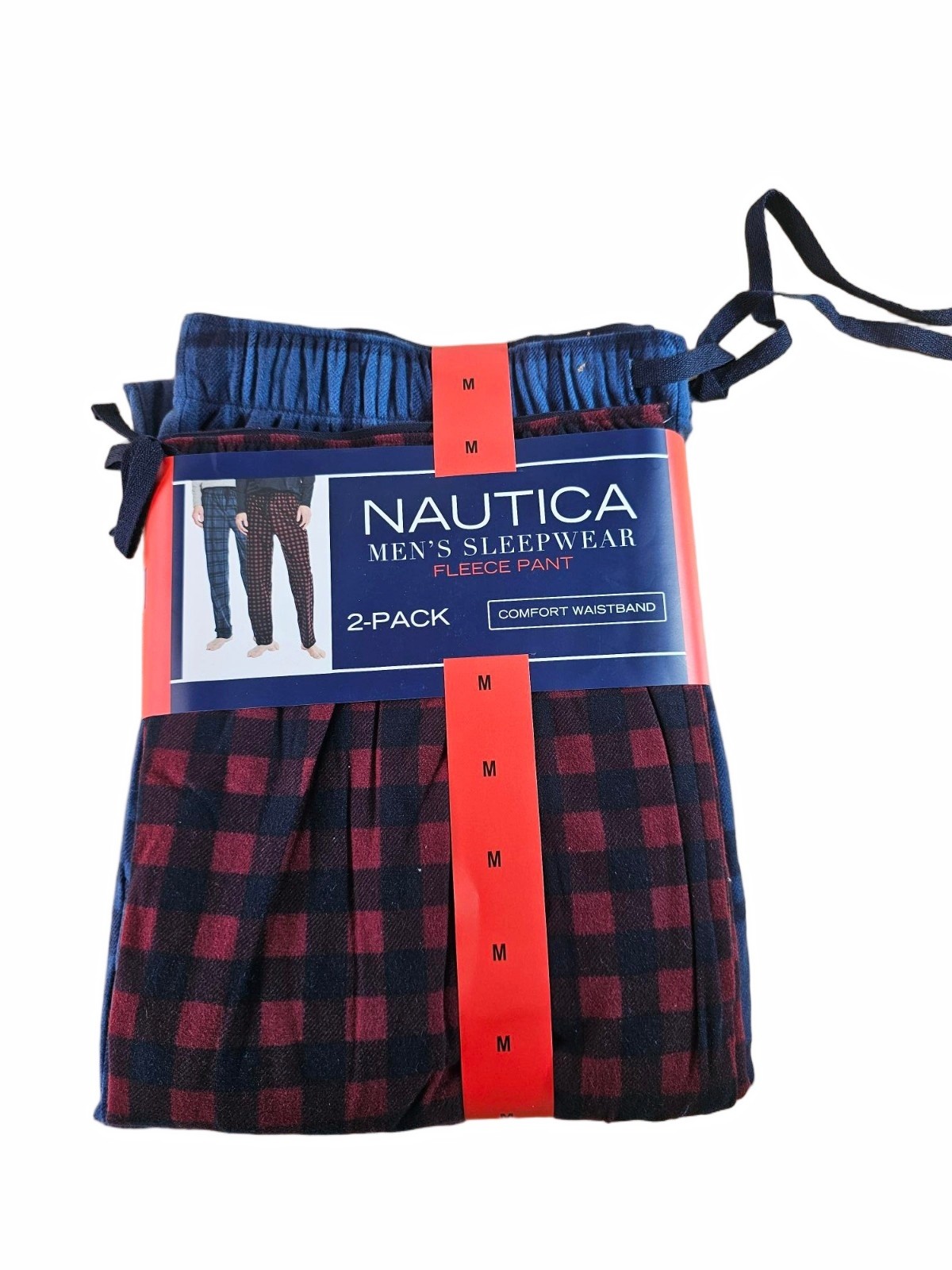 Nautica Men’s Lounge Pants Soft Fleece Pajama Pants Pockets Blue MD / MEDIUM