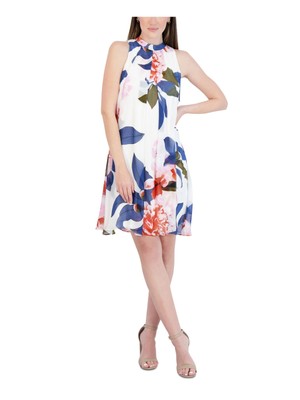 ФИРМЕННОЕ женское белое платье без рукавов с завязками сзади и подкладкой от ROBBIE BEE Petites 8P