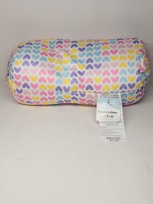 Micro Bead Squishy Bolster Pillow 11.8''x6.7'' w/ MultiColor Hearts