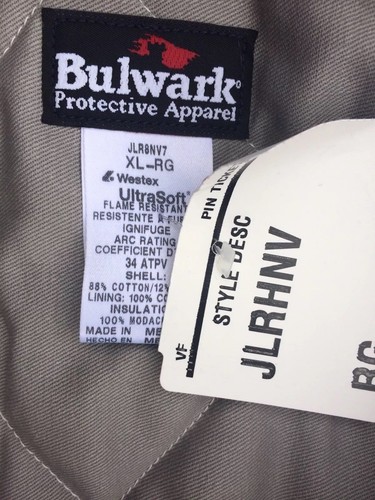 BULWARK FR HI VIS NOMEX IIIA MEN'S INSULATED NAVY BOMBER JACKET SIZE XL REGULAR