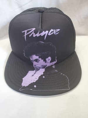 80s 90s Flashbacks  Purple Prince Black Hat Trucker 5 Panel Adjustable