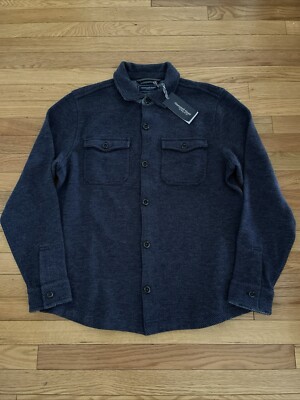 Vineyard Vines Twill Knit Shirt Jacket Nautical Navy Mens Medium NWT $248