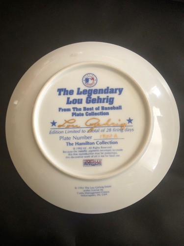 1992 The Hamilton Collection The Legendary ~Lou Gehrig~ The Best Of Baseball