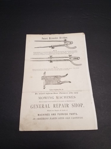 1880 Copeland & Chamberlin Mowing Machine Co Price List Worcester MA Farming