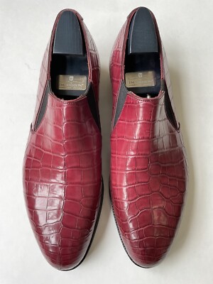 J.M. JM Weston Burgundy Red Alligator Tuczek Loafer w/ Trees Uk 8 E, US 9 $7500