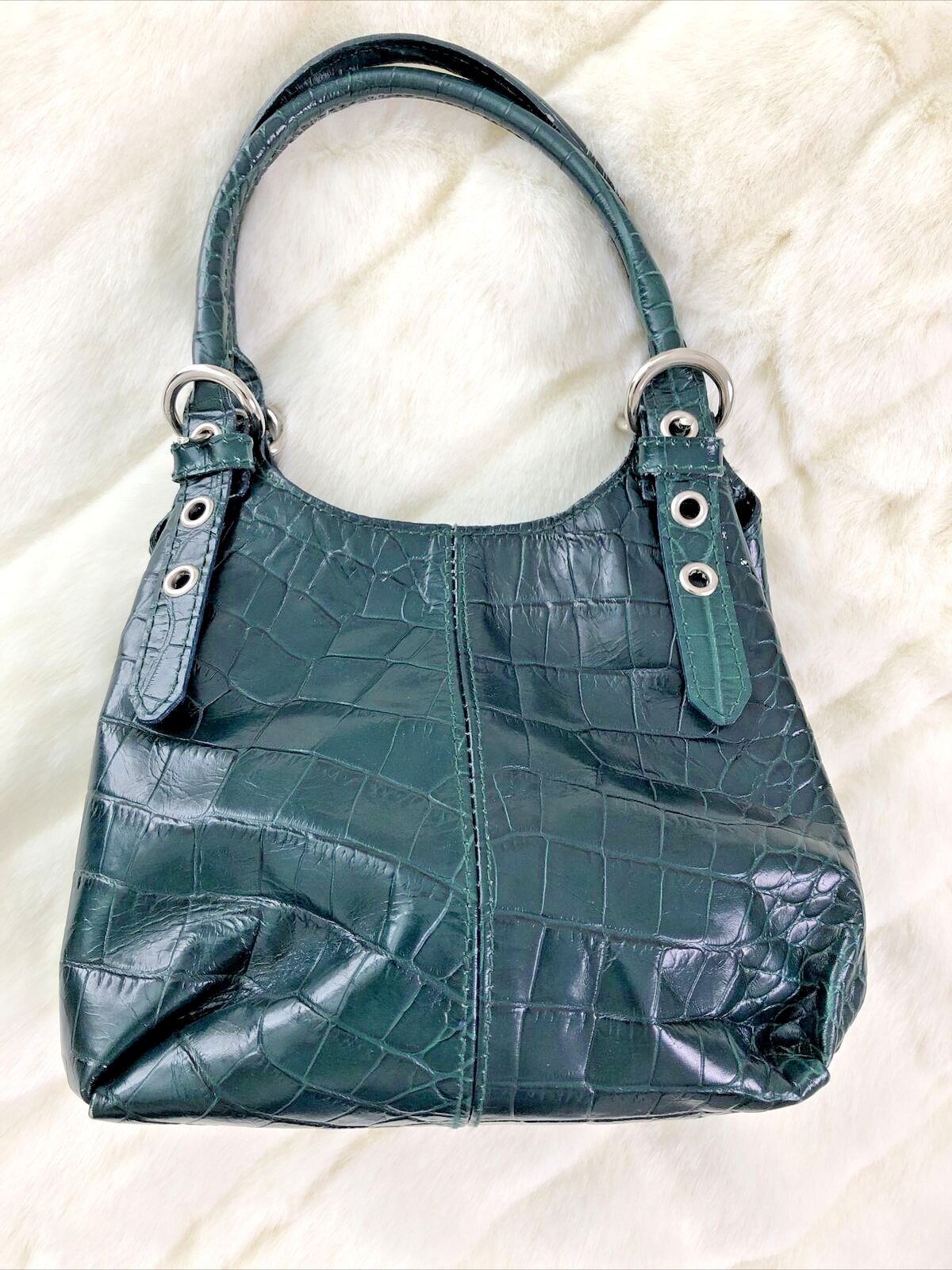 Ceoni Piero Small Leather Shoulder/Handbag, Made in Italy, Green