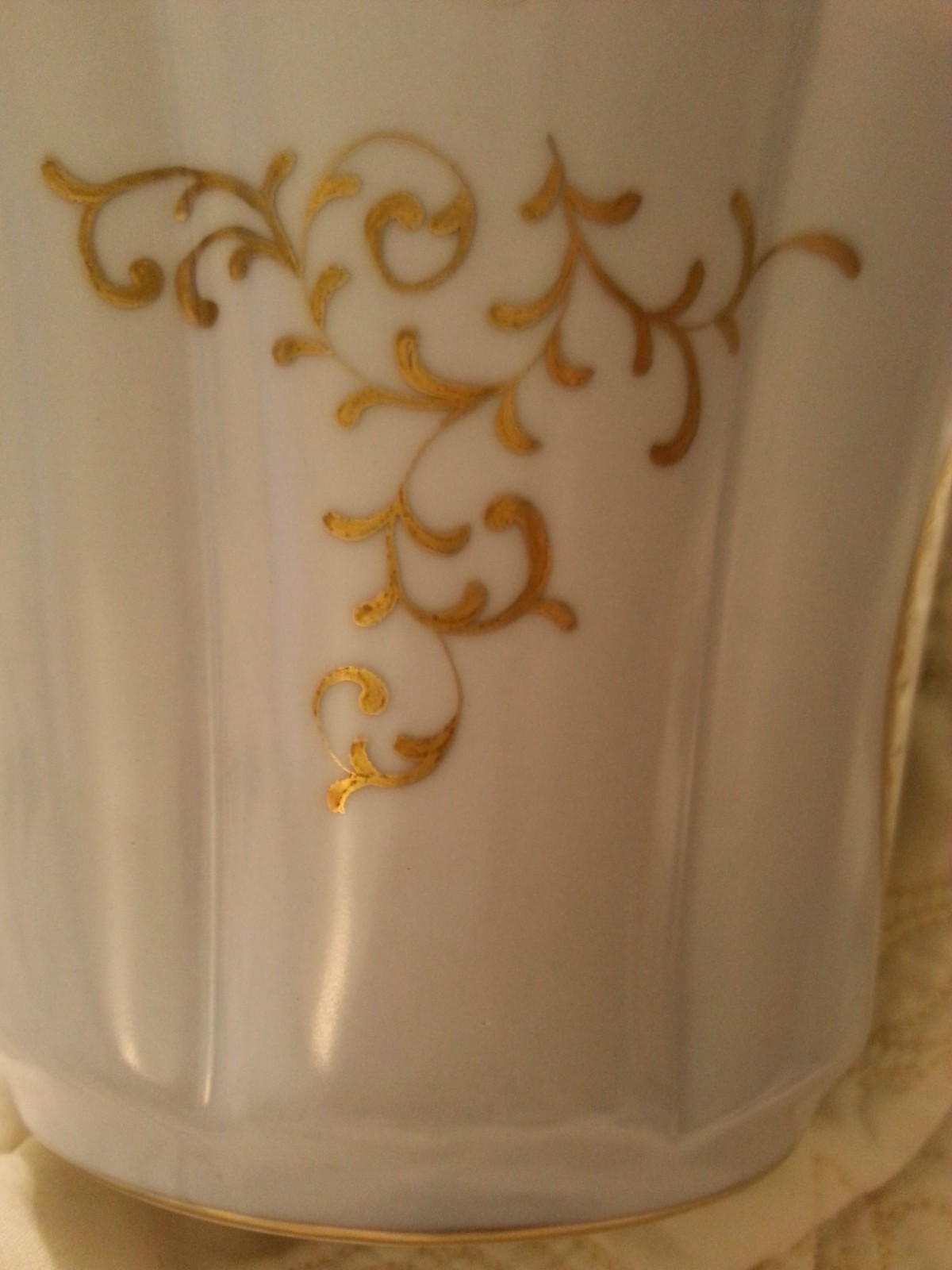 Vintage Style Planter. Light Blue with flower design.  5 inches tall.