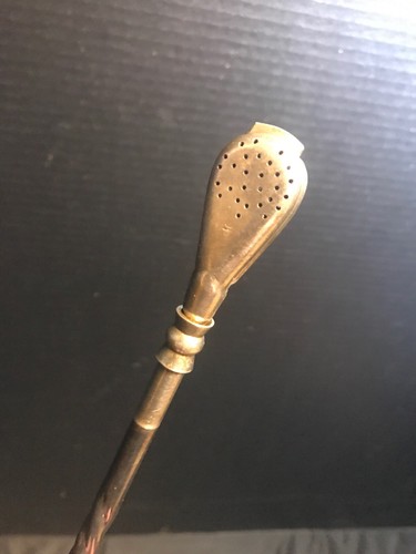 Antique Vintage 18K Gold & Silver Mate Drinking Straw Bombilla Infused Drinks