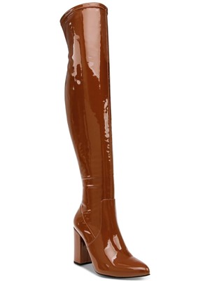 ДИКАЯ ПАРА женских коричневых эластичных сапог Bravy с острым носком на блочном каблуке длиной 10,5 М