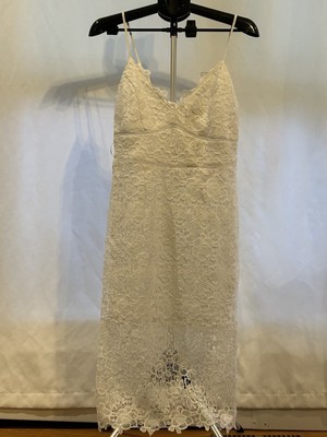 NWT Francesca's Blue Rain White Crochet Dress Women's size L