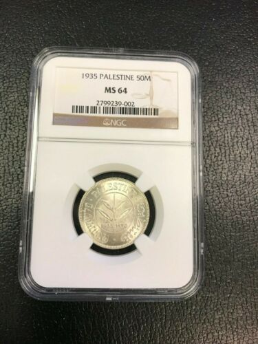 1935 50 Mils NGC MS64 Coin Palestine - Israel - High Grade!!!