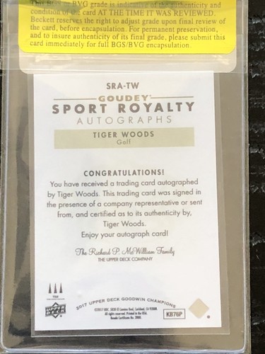 2017 Goodwin Champions Tiger Woods Goudey Sport Royalty Auto Ssp
