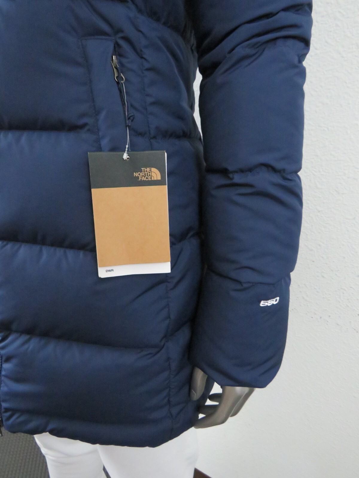 Pre-owned The North Face Womens  Gotham Mid Parka 550-down Winter Jacket Hooded - Navy Blue In Summit Navy Blue / Tnf White Logo