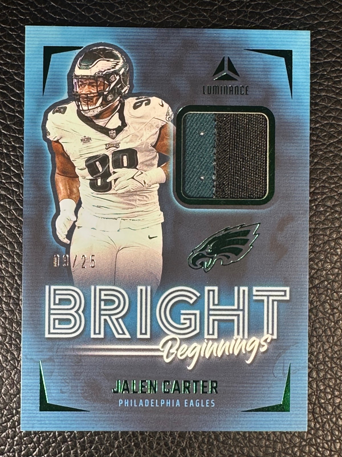 2024 Panini Luminance Bright Beginnings Green Jalen Carter 9/25 Patch