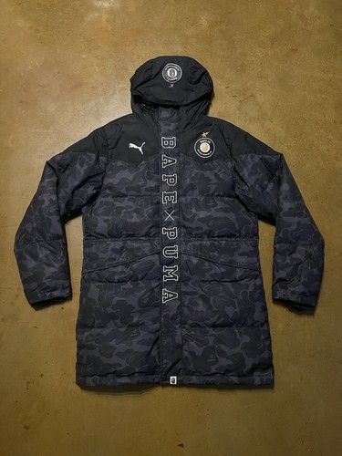 ジャケット・アウター BAPE PSG A BATHING APE LONG DOWN COAT A Bathing Ape Bape PSG Paris Saint Germain Long Down | Depop