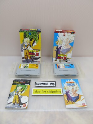 Super Famicom Games Lot of 2 Dragon Ball Z Super Butouden 1 2 CIB Tested 01
