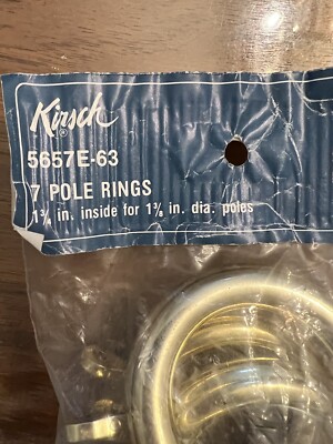 Kirsch Gold Colored 1- 3/4  Cafe Rings 7 ct. Curtain Rings NIP