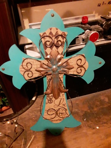 Wooden Cross Painted By Hand
