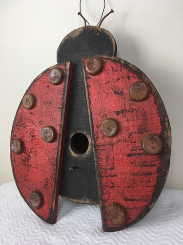Wooden Ladybug Bird Feeder  ~~  UNIQUE! ~ COUNTRY ~ FARMHOUSE ~ RUSTIC