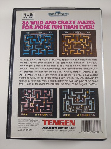 Ms. Pac-Man (Sega Genesis, 1991) Complete in Box CIB (Tested & Works!)