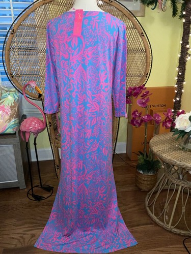 Pre-owned Lilly Pulitzer Morgann Maxi Aura Pink Leaf An Impression Size Xl In Multicolor