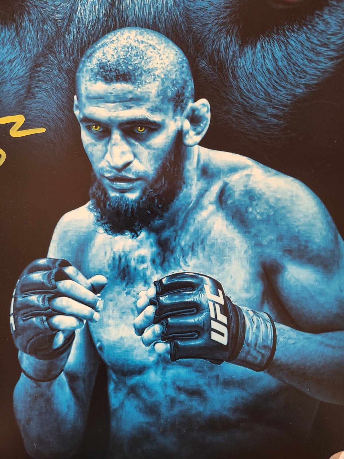 Khamzat “Borz” Chimaev Signed Auto Wolf Eyes 11x14 Photo PSA COA UFC MMA