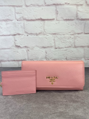 PRADA Saffiano Metal Continental Flap Wallet Orchidea with