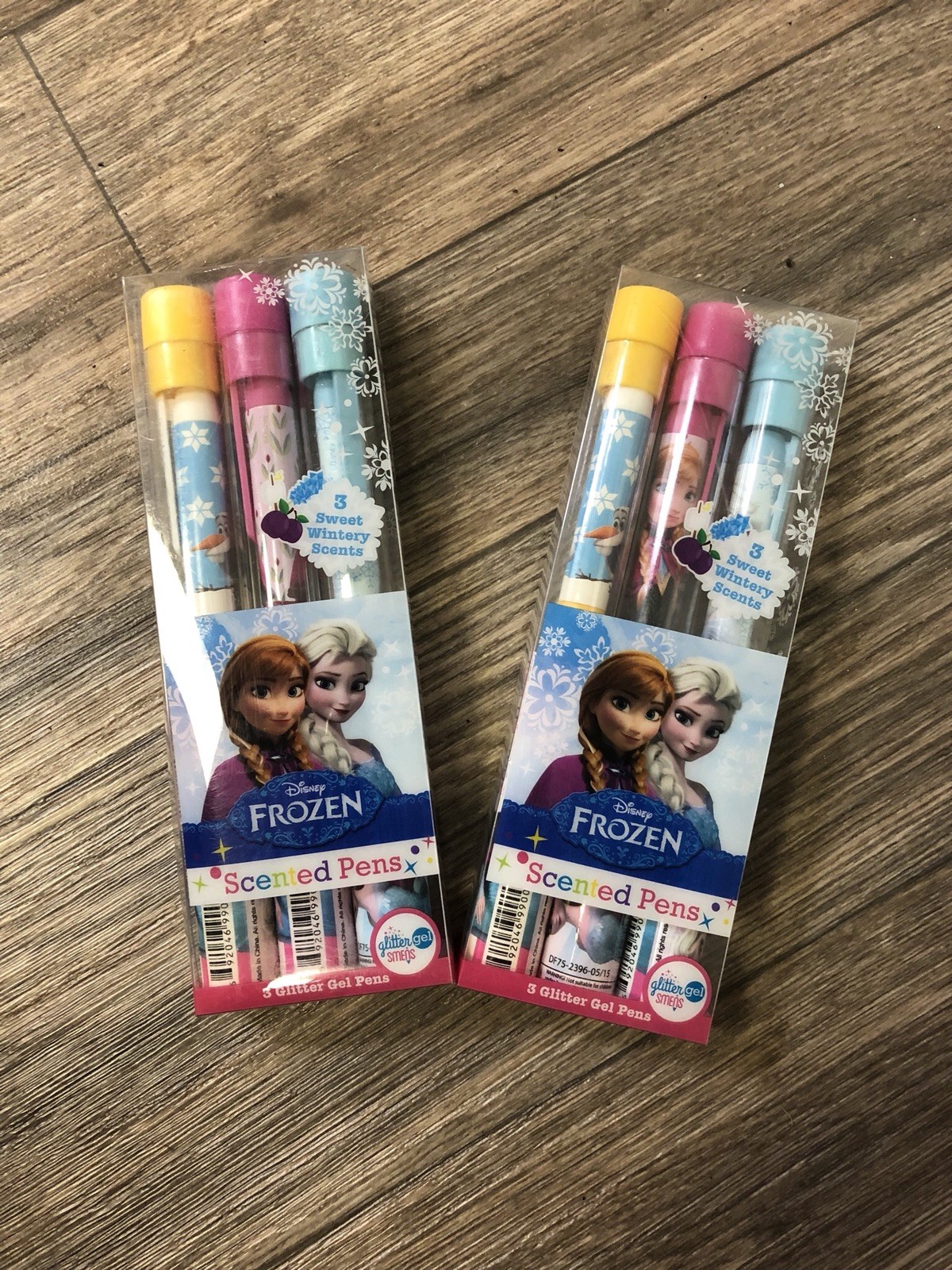 TWO PACKAGES Disney Frozen Glitter Gel Scented Pen Set