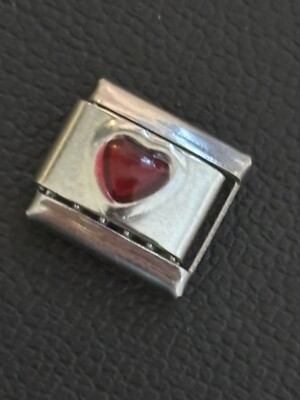 Ruby Red Jewel Gem Valentine Love Heart Charm Link For A Nomination Bracelet