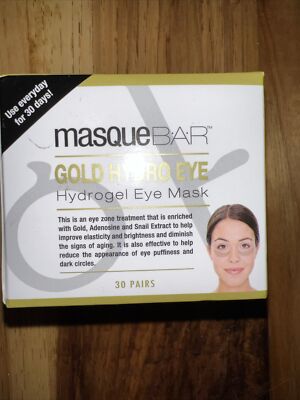 New In Box Masque Bar Gold Hydro Gel Eye Patch, 30CT Snail Extract Gold Extract