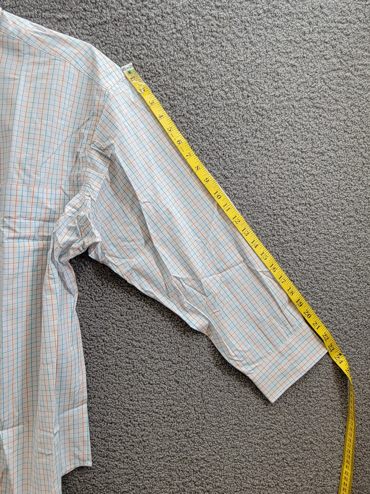 Club Room Regular Fit Performance Dress Shirt Men's 17.5 32-33 Orange/Aqua L/S - Picture 9 of 16
