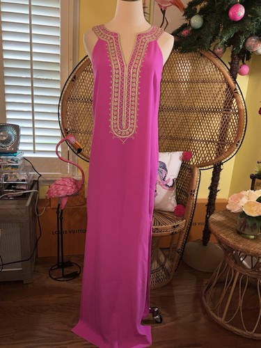 Pre-owned Lilly Pulitzer Sandrah Maxi Dress Wild Fuchsia ? $298 Size 4