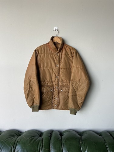Vtg Faded Big Smith Puffer Quilt Trucker Jacket Coat Zip Mens Sz L