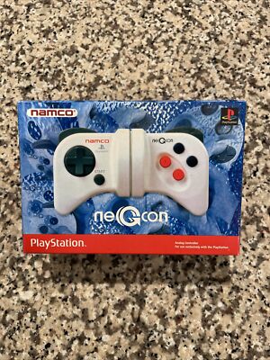 Namco Sony PlayStation Negcon Controller White w/ Box Instructions NICE!!!!