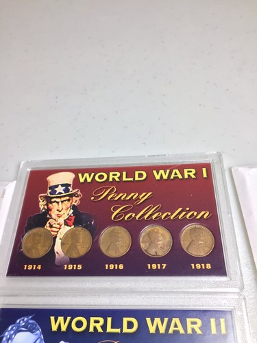 World War I & World War II Penny Collection 10 Coins in Acrylic Gift Holders