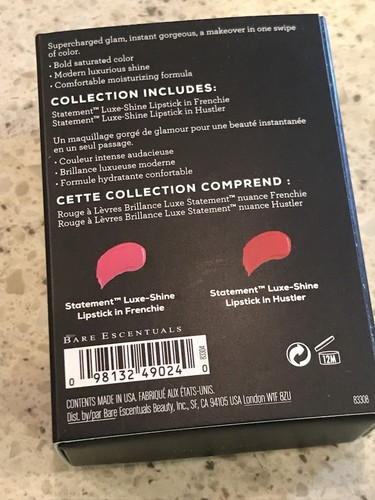 bare Minerals mini Statement Makers luxe-shine Lipstick Duo (Frenchie & Hustler)