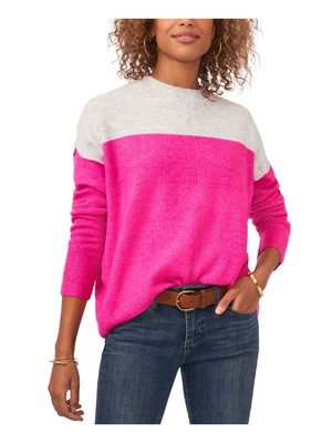 

VINCE CAMUTO Женский серый вязаный свитер в рубчик с длинными рукавами и круглым вырезом