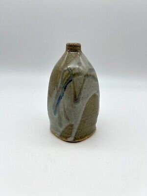 Art Pottery Drip Glaze Bud Vase Abstract Design Artist Stamp ''D'' on Base 5.5''