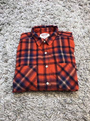 Mossimo Supply Co Women's Sz Large Boyfriend Fit Orange Flannel Button Up Shirt