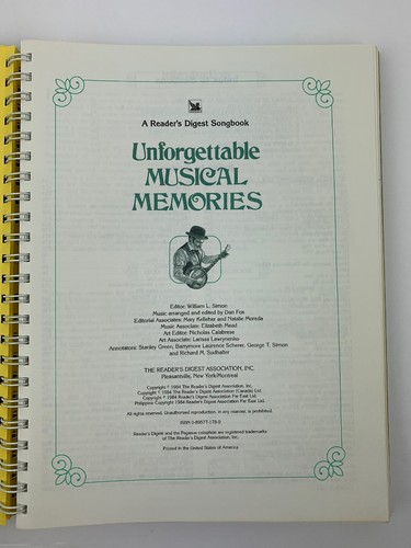 Readers Digest Songbook Sheet Music Unforgettable Musical Memories ALL THE WORDS